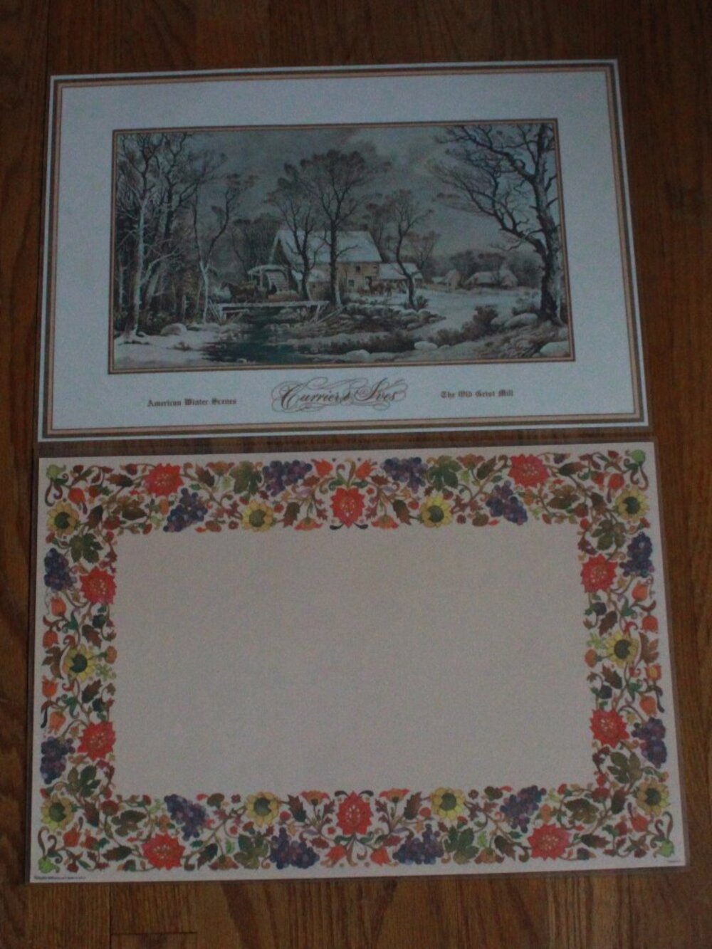 Vintage Pair of Holly Hill (& Currier & Ives) '76 Reversible Laminated Placemats